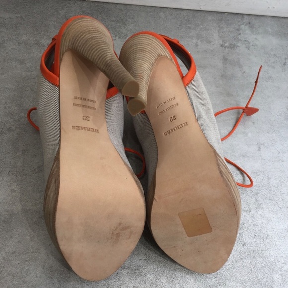 AUTH HERMÈS Orange Sandals Halloween Party heels Boots 39 NEW - Picture 3 of 7